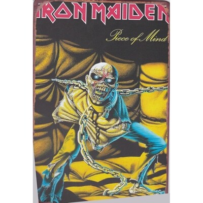Iron Maiden "Piece of Mind" Metal Sign 7 3/4"W x 11 3/4"H