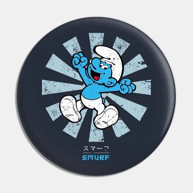 The Smurfs 2 1/4"D Smurf Japanese Retro Pinback Button