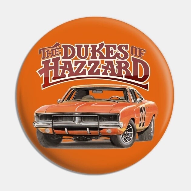 2 1/4&quot;D  Dukes of Hazzard General Lee Pinback Button