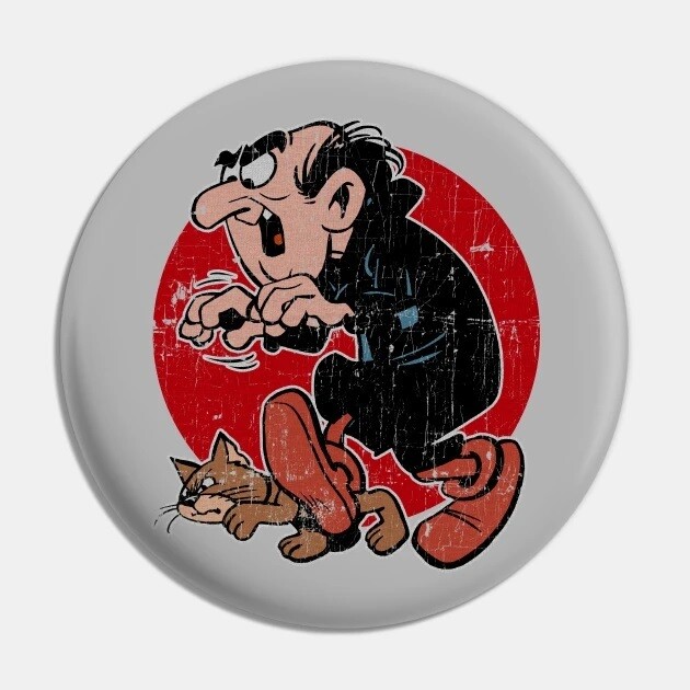 The Smurfs 2 1/4&quot;D Gargamel and Azrael Pinback Button