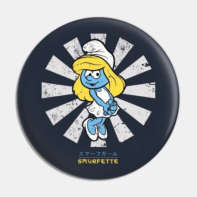 The Smurfs 2 1/4"D Smurfette Japanese Retro Pinback Button