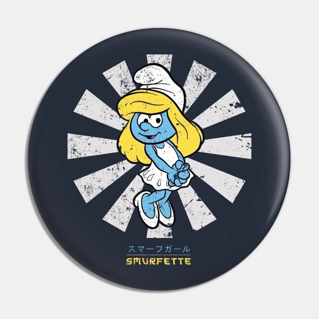 The Smurfs 2 1/4&quot;D Smurfette Japanese Retro Pinback Button