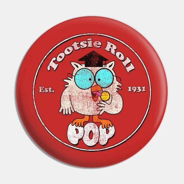 2 1/4"D Tootsie Roll Pop Mr. Owl Pinback Button