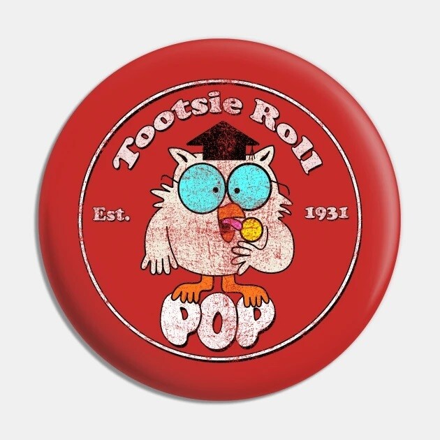 2 1/4&quot;D Tootsie Roll Pop Mr. Owl Pinback Button