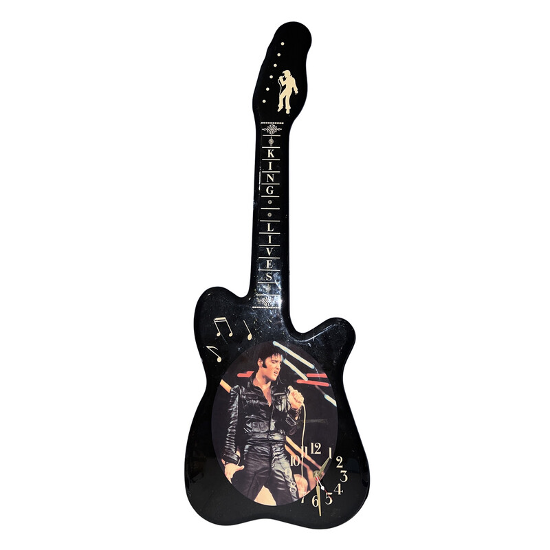 Elvis Presley Wooden Guitar Shaped Wall Clock