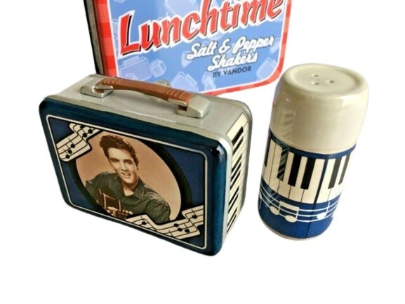 Elvis Presley Lunchtime Salt &amp; Pepper Shaker Set in Collectible Tin