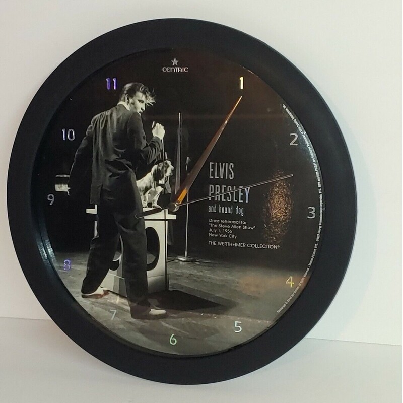 11 1/4&quot;D Elvis Presley and Hound Dog Plastic Wall Clock
