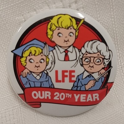 Campbell's Soup LFE (Labels For Education) 20th Anniversary Pinback Button