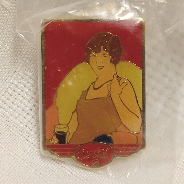 Coca-Cola Lady Sitting Enamel Pin / Tie Tack