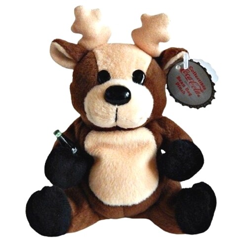 Reindeer with Coca-Cola Bottle Bean Bag Plush