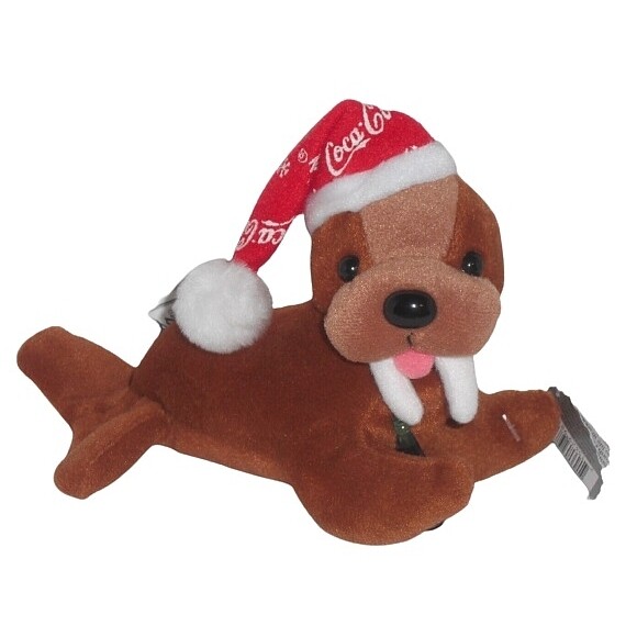 Walrus in Coca-Cola Snowflake Night Cap Bean Bag Plush