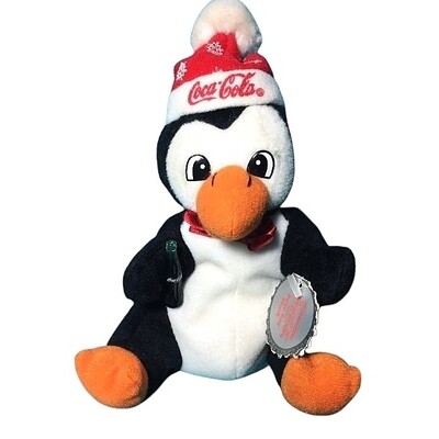 Penguin in Coca-Cola Snowflake Cap Bean Bag Plush