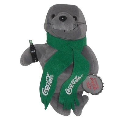 Coca-Cola Seal in Green Scarf Bean Bag Plush