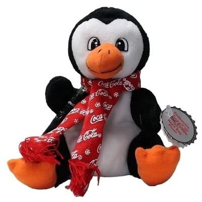 Penguin in Coca-Cola Snowflake Scarf Bean Bag Plush