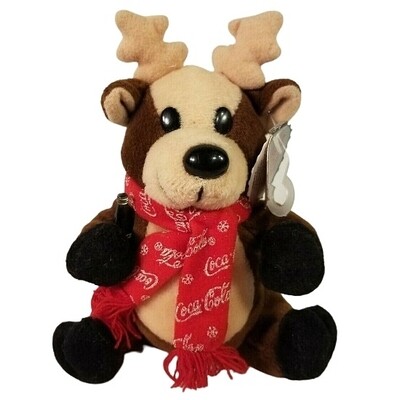 Reindeer with Coca-Cola Snowflake Scarf Bean Bag Plush
