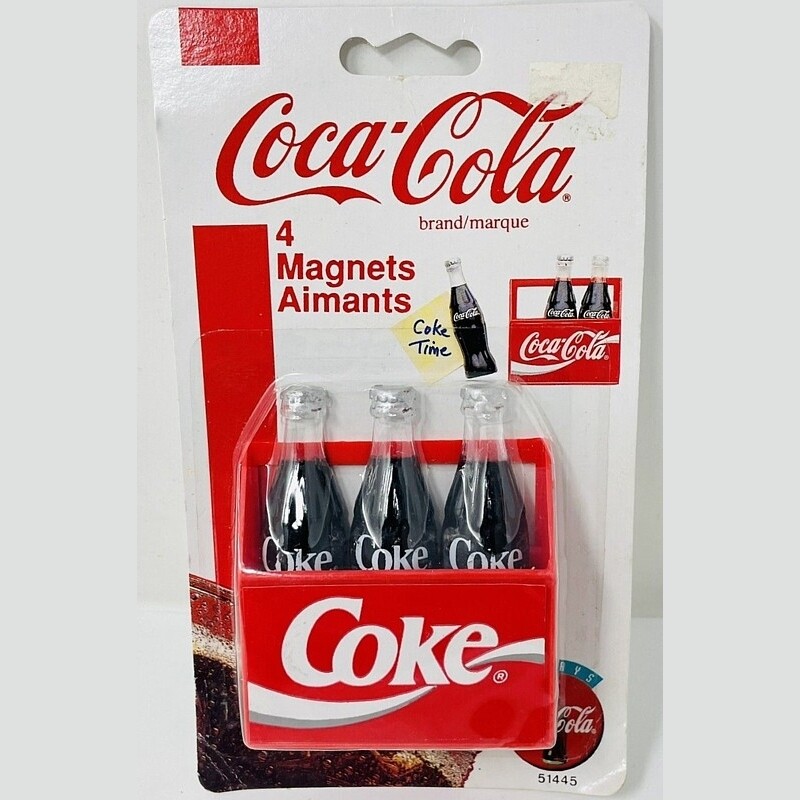 Coke Magnet Set of 4 - 3 Bottles and 1 Carrier