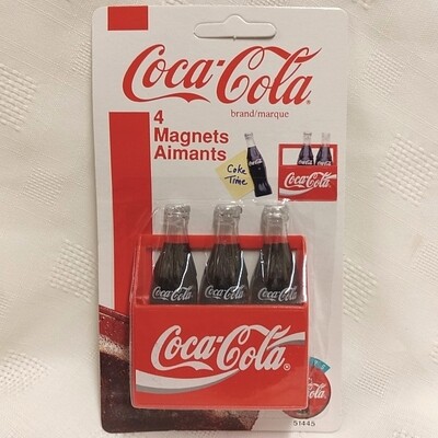 Coca-Cola Magnet Set of 4 - 3 Bottles and 1 Carrier