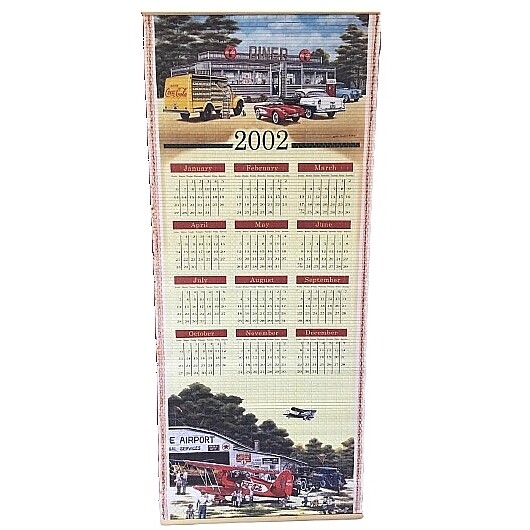 Coca-Cola Reversible Wall Scroll Calendar 2001 and 2002