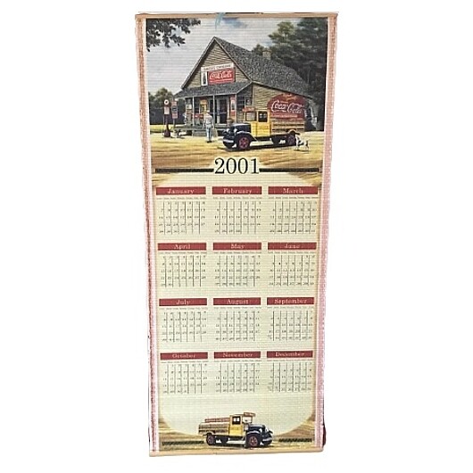 Coca-Cola Reversible Wall Scroll Calendar 2001 and 2002