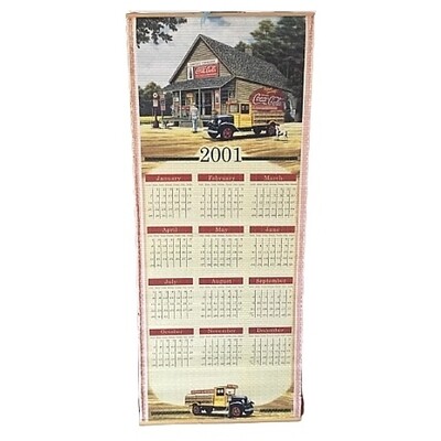 Coca-Cola Reversible Wall Scroll Calendar 2001 and 2002