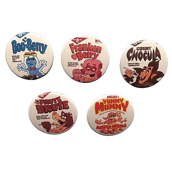Set of 5 Monster Cereal 1 1/2&quot;D Pinback Buttons