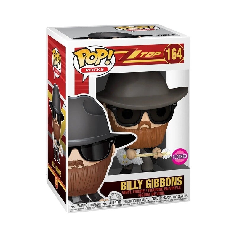 ZZ Top Billy Gibbons 3 3/4"H POP! Rocks VInyl Figure #164 FLOCKED