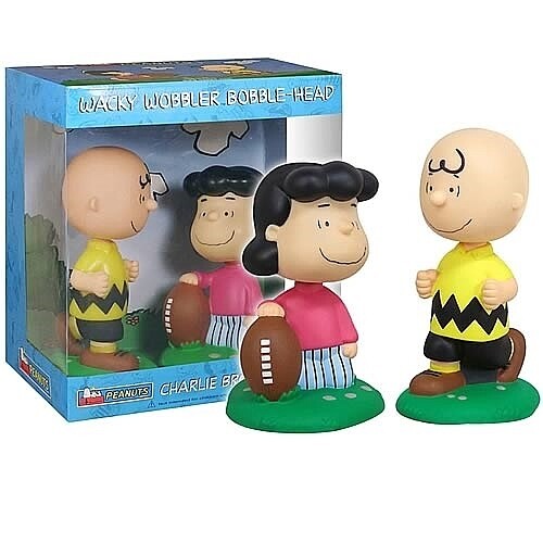 Peanuts Charlie Brown and Lucy Football Wacky Wobbler Bobblehead Doll Set