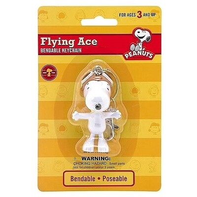 3"H Snoopy Flying Ace Bendable Figural Keychain
