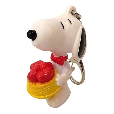 2 3/8"H Snoopy with Dish of Hearts PVC Figural Keychain