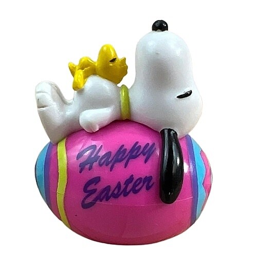 2 1/8"H Snoopy on Whitman's Pink "Happy Easter" Egg PVC Figure