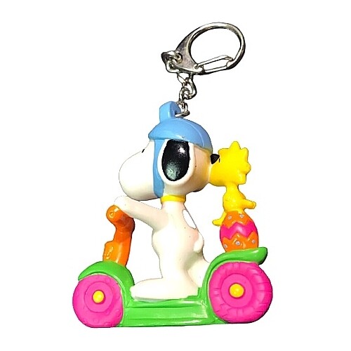 2 1/2"H Snoopy and Woodstock on Scooter PVC Figural Keychain
