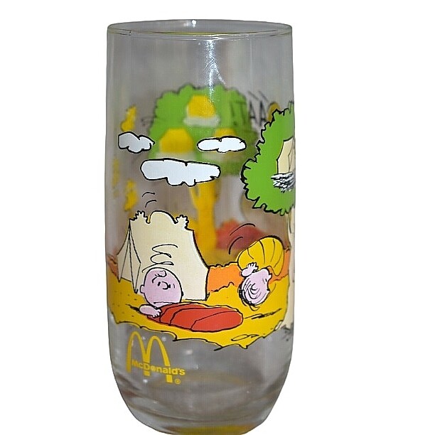 Peanuts McDonald's Camp Snoopy Glass "Morning People"