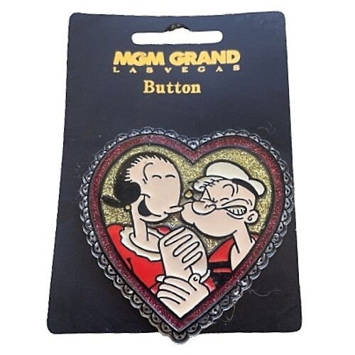 Popeye and Olive Oyl Plastic Heart Pin - MGM Grand Las Vegas