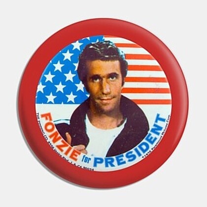 2 1/4&quot;D Happy Days &quot;Fonzie For President&quot; Pinback Button