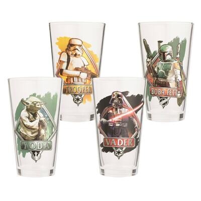 Star Wars 16 oz. Pint Glasses (4 in Set) BOXED