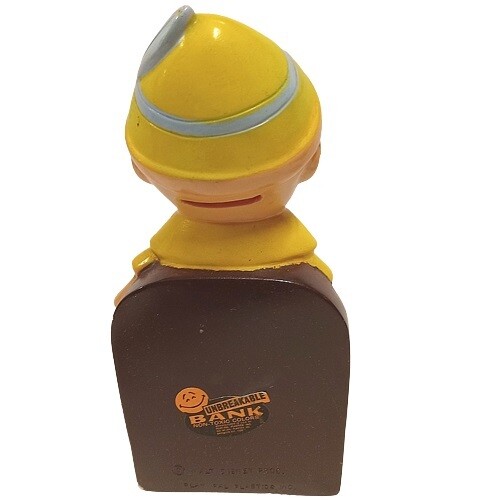 Pinocchio 8"H Vinyl Bank - Vintage 1970s