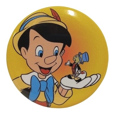 Pinocchio and Jiminy Cricket 1/2"D Pinback Button