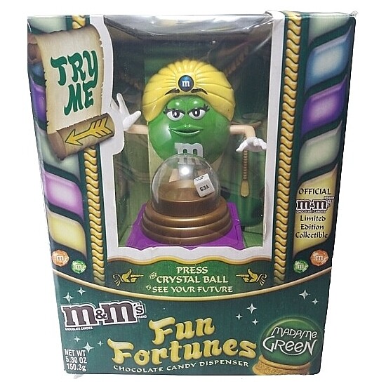 M&amp;M Fun Fortunes Dispenser - Madame Green with Yellow Turban with Blue Jewel