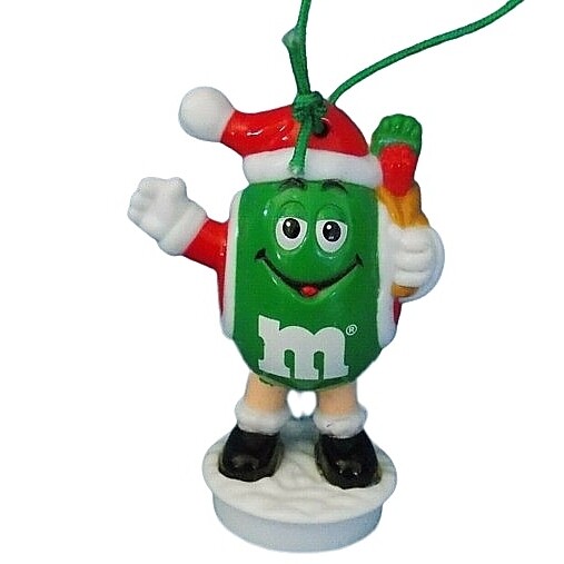 M&M Green Santa Christmas Ornament
