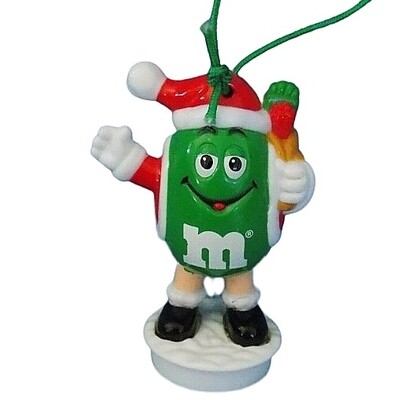 M&M Green Santa Christmas Ornament