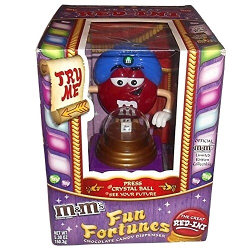 M&amp;M Fun Fortunes Dispenser - The Great Red-ini with Blue Turban with Green Jewel