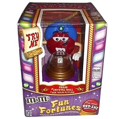 M&M Fun Fortunes Dispenser - The Great Red-ini with Blue Turban with Green Jewel