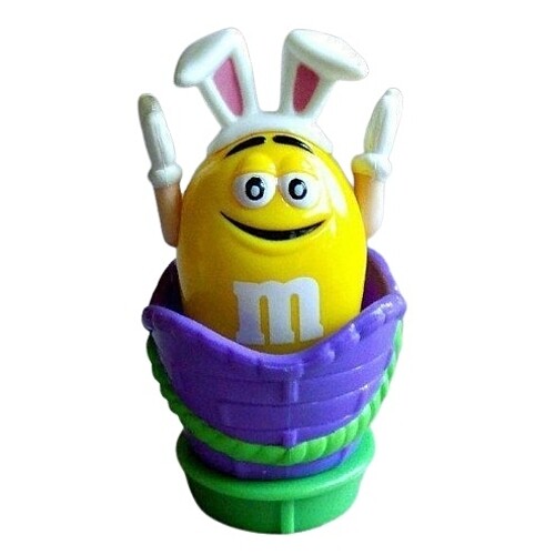 M&amp;M Easter Action Topper - YELLOW Bunny in Purple Basket