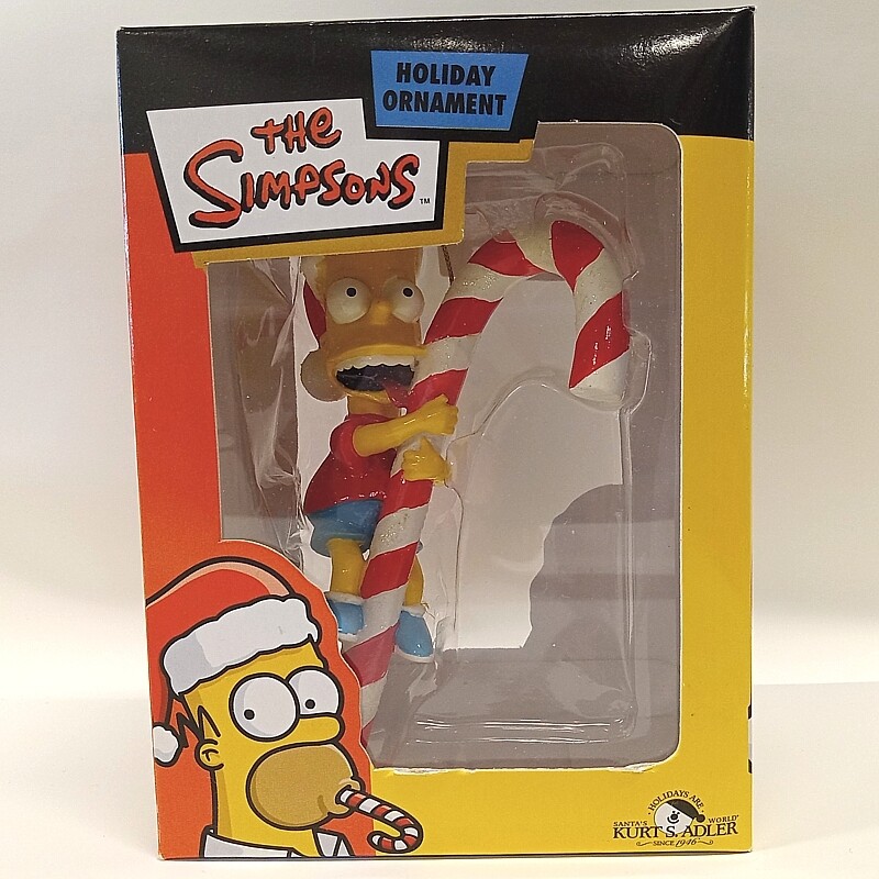 The Simpsons 4 1/2&quot;H Christmas Ornament - Bart Licking Large Candy Cane