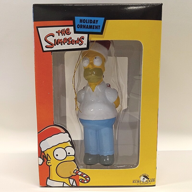 The Simpsons 4"H Christmas Ornament - Homer with Candy Canes Behind His Back