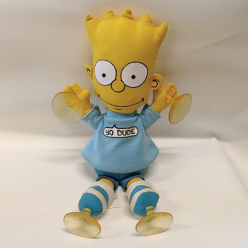The Simpsons 10 1/2"H Bart Cloth Rag Doll with Suction Cups