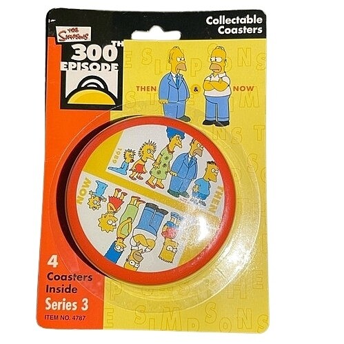 The Simpsons Set of 4 Coasters - Then &amp; Now 300th Episode