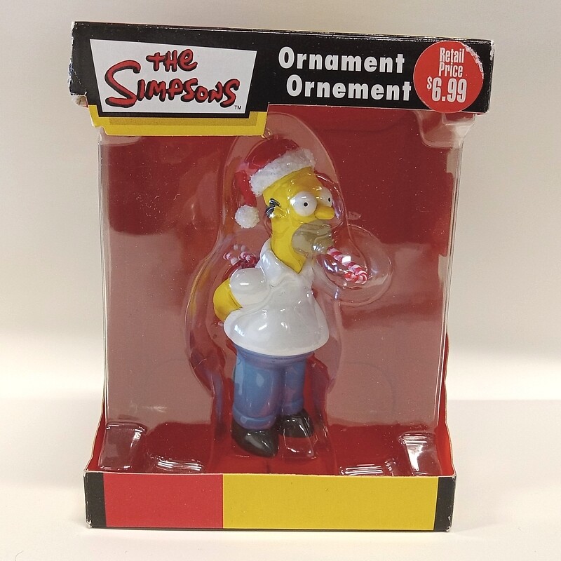 The Simpsons 3 1/2&quot;H Christmas Ornament - Homer with Candy Cane in His Mouth