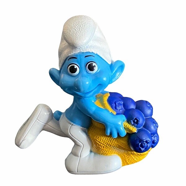 The Smurfs 3"H Greedy Smurf with Bag of Berries Plastic Figure