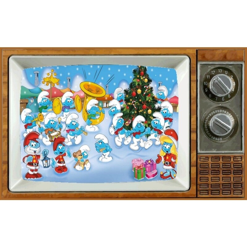 The Smurfs Christmas Metal TV Magnet